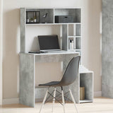 Desk with Shelves Concrete Grey 100x45x140 cm Engineered Wood 860439