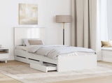 Bed Frame with Drawer White 75 x 190 cm Engineer Wood 3411166