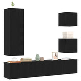 TV Cabinet Set Wall-mounted 6 pcs Black oak 160 x 30 x 30.5 cm 3393430