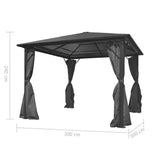 Gazebo with Curtain Anthracite Aluminium 300x300 cm 44889