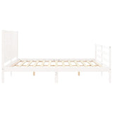 Bed Frame without Mattress White 200x200 cm Solid Wood 3195047