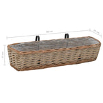 ZNTS Balcony Planter 2 pcs Wicker with PE Lining 80 cm 287642