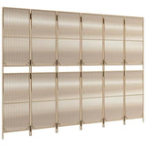 Room Divider 6 Panels Beige Poly Rattan 365403