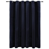 ZNTS Blackout Curtain with Metal Rings Velvet Black 290x245 cm 134491