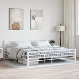 285301 Bed Frame White Metal 200x200 cm