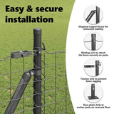 Fence Post with Concrete Base 26 pcs Grey Powder-Coated Steel 3350241