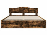 Bed Frame with Drawer Smoked Oak 140 x 190 cm Engineer Wood 3413009