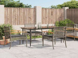 5 Piece Garden Dining Set with Cushions Grey Poly Rattan 3213612