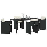 Garden Dining Set with Cushion 5 pcs Black Poly Rattan 3379974