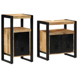 Bathroom Furniture Set 2 pcs Brown Soild Rough Mango Wood 3305602