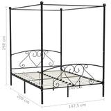 Bed Frame without Mattress with Canopy Black 140x200 cm Metal 284436