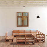 11 Piece Garden Lounge Set Honey Brown Solid Pinewood 3075887