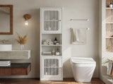 163cm Bathroom tall cabinet with adjustable drawer shelves, louvered door floor-standing storage W6296P540656