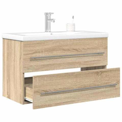 ZNTS 2 Piece Bathroom Furniture Set Sonoma Oak Engineered Wood 3324964