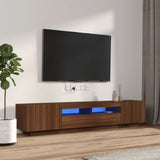 2 Piece TV Cabinet Set with LED Lights Brown Oak Engineered Wood 3120172