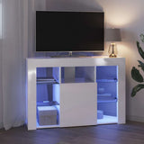 Corner LED TV Cabinet Wall-mounted High gloss White 100x40x68cm 889789