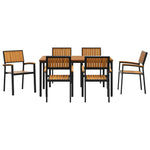 Garden Dining Set 7 pcs Black and brown 150 x 90 x 75 cm 3284416
