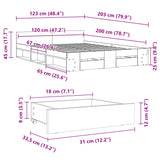 Bed Frame with Drawers without Mattress Smoked Oak 120x200 cm 3280759
