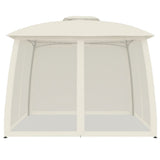 Gazebo with Double Roof and Mesh Walls Cream 2.93x2.93 m Steel 368448