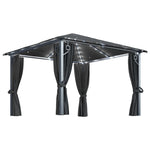 ZNTS Gazebo with Curtain&LED String Lights 3x3 m Anthracite Aluminium 3070333