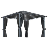 ZNTS Gazebo with Curtain&LED String Lights 3x3 m Anthracite Aluminium 3070333