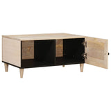 Coffee Table with Shelf Beige 80 x 50 x 40 cm Solid Acacia wood 4018120