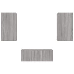 ZNTS 4 Piece TV Wall Units with LED Grey Sonoma Engineered Wood 3216823