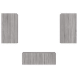 ZNTS 4 Piece TV Wall Units with LED Grey Sonoma Engineered Wood 3216823