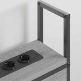 Storage Headboard with Charging Station Grey sonoma 150 cm 859813