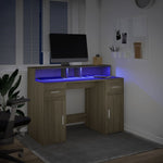 Desk with LED Lights Sonoma Oak 120x55x91 cm Engineered Wood 3309413