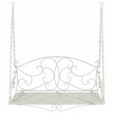 Swing Bench Steel 110 x 52.5 x 47 cm Antique White 42038698