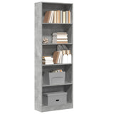 Bookcase Concrete Grey 60x24x176 cm Engineered Wood 857824