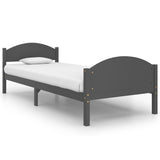 Bed Frame without Mattress Dark Grey Solid Pine Wood 100x200cm 322047
