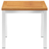 ZNTS Garden Side Table 45x45x38 cm Solid Acacia Wood and Stainless Steel 46492