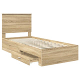 Bed Frame with Headboard Sonoma Oak 90 x 200 cm Engineered Wood 3411352