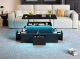 100*50*40cm liftable coffee table with 4 drawers, high-gloss side table with LED lighting, sofa N605P374201B