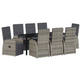 Garden Dining Set with Cushion 9 pcs Grey Poly Rattan 3379505
