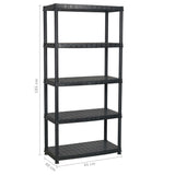 Storage Shelf 5-Tier Black 85x40x185 cm Plastic 147685