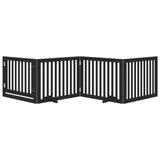 Dog Gate with Door Foldable 4 Panels Black 320 cm Poplar Wood 352257