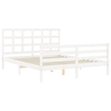 Bed Frame without Mattress White King Size Solid Wood 3193992