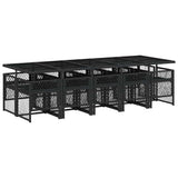 11 Piece Garden Dining Set with Cushions Black Poly Rattan 3210750