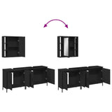 3 Piece Bathroom Cabinet Set Black Engineered Wood 3214730