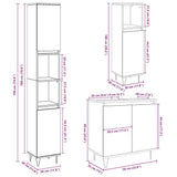 3 Piece Bathroom Furniture Set Concrete Grey Engineered Wood 3324953