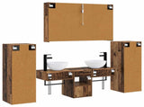 Bathroom Furniture Set 6 pcs Old Wood Engineered Wood and Glass 3407125