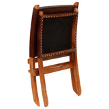 Folding Relaxing Chair Brown Real Leather 246363
