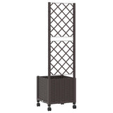 Garden Planter with Trellis&Wheels Brown 40 x 40 x 146 cm PP 3422919