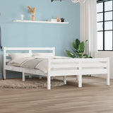 Bed Frame without Mattress White Solid Wood 150x200 cm King Size King Size 814825