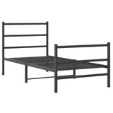 Metal Bed Frame without Mattress with Footboard Black 90x200cm 355376