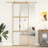 Sliding Door Gold 76x205 cm Clear ESG Glass and Aluminium 155148