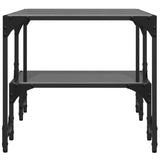 Coffee Table with Black Glass Top 98.5x50x45 cm Steel 846015